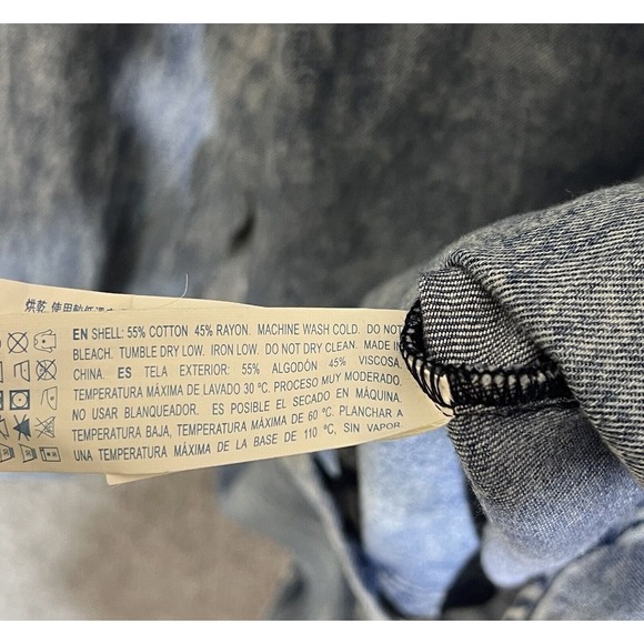 Forever 21 Acid Wash Chambray Blue Button Up Tunic Top Womens Size Small - Picture 4 of 7